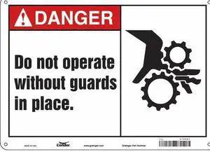 CONDOR 475F87 Safety Sign, 10 in Height, 14 in Width, Aluminum, Horizontal