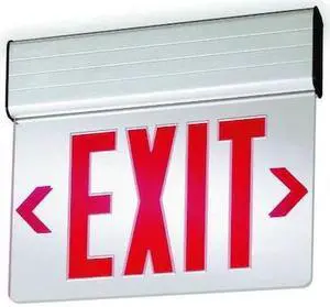 LITHONIA LIGHTING EDGNY 1 R Edge-lit Exit Sign, Silver, 1 Face(s), LED,