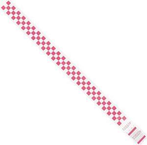 TYVEK WR103PK Tyvek Wristbands, 3/4" x 10", Pink Checkerboard, 500/Case