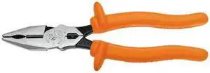 KLEIN TOOLS 12098-INS 8 7/8 in Linemans Plier High Leverage w/ Wire Crimper,