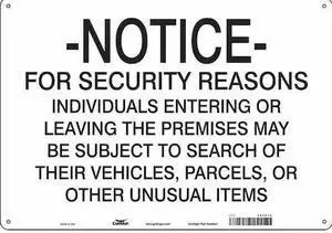 CONDOR 453R14 Security Sign, 14 in H, 20 in W, Aluminum, Horizontal Rectangle,