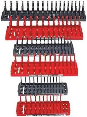 HANSEN 92013 SocketTray,Gray,Red,Plastic,41/4in,1PK