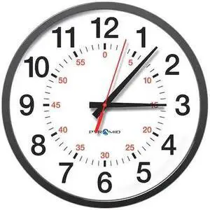 PYRAMID 9A13BG 13-1/4" Analog Wireless Synchronized Wall Clock, Black