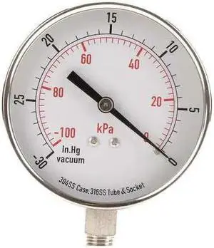 ZORO SELECT 4FMP4 Vacuum Gauge,Test,3-1/2 In