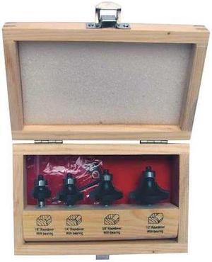 ZORO SELECT 16Y602 Router Bit Set,Roundover,1/4S,4 Pc