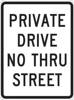LYLE T1-1018-HI_18x24 Private Drive & Road Traffic Sign, 24 in H, 18 in W,