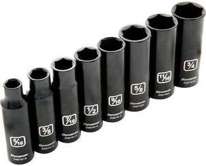 DYNAMIC D010021 Tools 3/8"Dr 8Pcs 6 Point SAE, Deep Impact Socket Set, 5/16" -