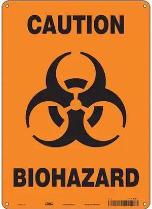 CONDOR 447W97 Biohazard Sign, 14 in H, 10 in W, Vertical Rectangle, English,