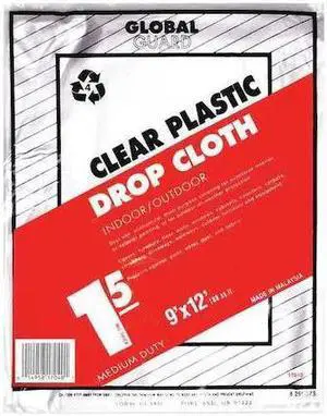 PREMIER 17040 Drop Cloth,Clear,Plastic,9x12 ft.,PK24