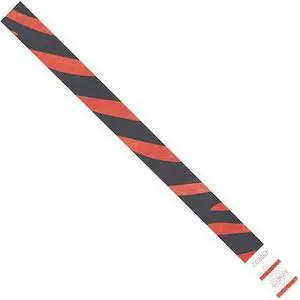 TYVEK WR108RD Tyvek Wristbands, 3/4" x 10", Red Zebra Stripe, PK500