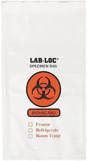 ZORO SELECT 3CUF2 Specimen Transfer Bag,10 In. L,PK1000
