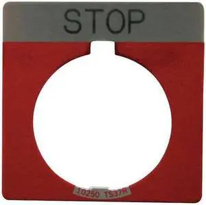 EATON 10250TS34 Cutler-Hammer Legend Plate,Square,Stop,Red