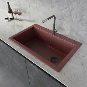 RUVATI RVG1033RD 33"x22" Dual-Mnt Granite Composite Sgl Bowl Kitchen