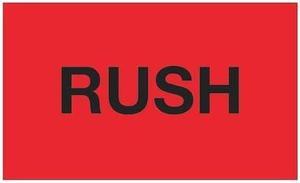 Tape Logic Labels "Rush" 3" x 5" Fluorescent Red 500/Roll DL1368