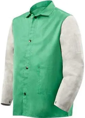 STEINER 1230-S Welding Jacket, S, 9 oz Cotton with Cowhide Sleeves, Snaps STEINER 1230-S Welding Jacket, S, 9 oz Cotton with Cowhide Sleeves, Snaps