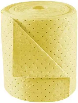 CONDOR 35ZR31 Sorbent Roll, 20 gal, 15 in x 150 ft, Harsh Chemicals, Yellow,