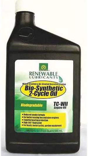 RENEWABLE LUBRICANTS 85211 2-Cycle Biodegradeable Engine Oil, 1 Qt., SAE Grade
