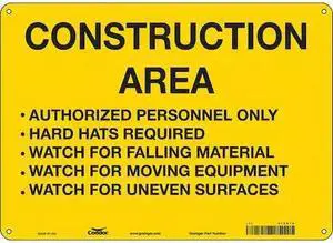 CONDOR 476H70 Safety Sign, 10 in Height, 14 in Width, Polyethylene, Horizontal