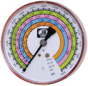 JB INDUSTRIES M2-405 Gauge,4 In Dia.,High Side,Red,800 psi