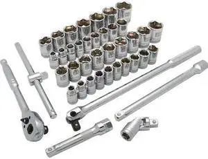 DYNAMIC D018010 1/2" Dr 41Pcs 6 Pt Std, SAE/Metric Socket Set, 3/8"-1-5/16",
