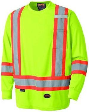 PIONEER V1051260U-2XL Safety Shirt, Hi-Vis, Yellow, Polyester, 2XL