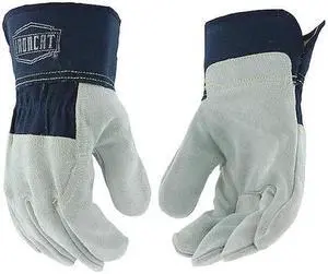 PIP IC65/M Leather Palm Gloves, Cowhide, Safety Cuff, Wing Thumb, Full Finger,