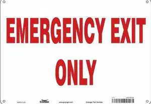 CONDOR 467R40 Emergency Exit Sign, English, 14" W, 10" H, Aluminum, White