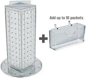 AZAR DISPLAYS 700229-CLR Four-Sided16Pocket Revolving Pegboard Gift Card Kit