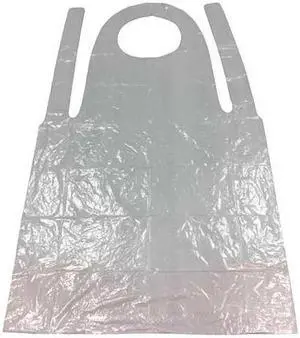 CONDOR 8CV18 Disposable Apron, Polyethylene, Seamless, 1 mil, 46 in, White,