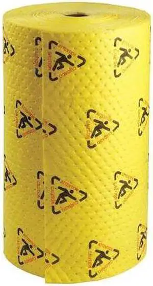 BRADY CH303 Sorbent Roll, 80 gal, 30 in x 300 ft, Harsh Chemicals, Black, Red,