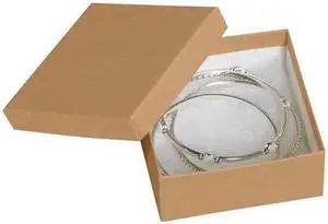 PARTNERS BRAND JB3312K Jewelry Boxes, 3 1/2" x 3 1/2" x 1 1/2", Kraft, 100/Case