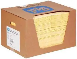 PIG MAT605 Sorbent Pad, 22 gal, 15 in x 20 in, Universal, Yellow, 100 PK