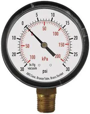 ZORO SELECT 4FLX4 Compound Gauge,Test,3-1/2 In