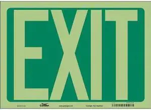 CONDOR 480L48 Exit Sign, Vinyl, 14" W, 10" H, EXIT, Green, White