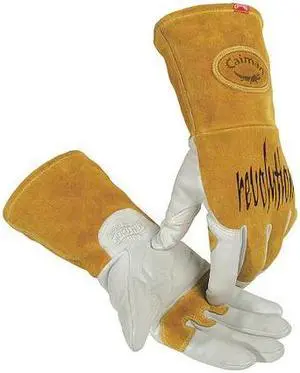 Revolution Welding Gloves, Goat Grain Leather, Medium, White/Brown
