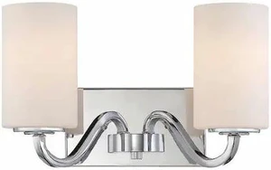 NUVO 60-5802 Willow 2 Light Vanity Fixture White Glass Polished Nickel NUVO 60-5802 Willow 2 Light Vanity Fixture White Glass Polished Nickel