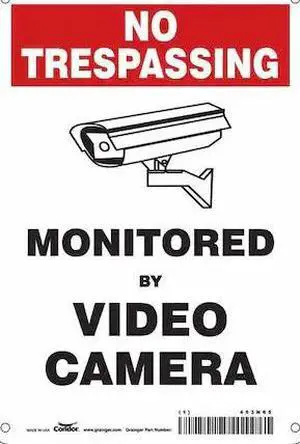 CONDOR 453N65 Security Sign, 10 in Height, 7 in Width, Aluminum, Horizontal