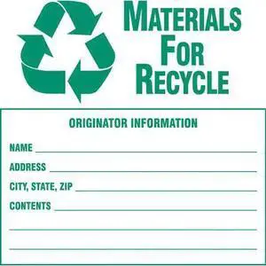 BRADY 121062 Recycle Label,6in. dia.,Vinyl,PK100