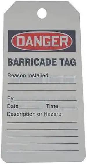 ZORO SELECT 43Z239 Danger Tag By The Roll, Lockout Tagout, Cardstock, 6 1/4 in