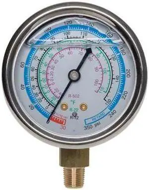 DAYTON 4PDK2 Gauge,2-3/4 In Dia,Low Side,Blue,350 psi