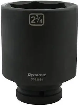 DYNAMIC D025586 1" Drive Deep Socket, Black Phosphate, Tools 2-3/4" X 1" Drive,