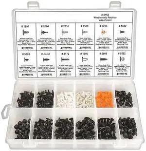 ZORO SELECT 8150 Weatherstrip Retainer Assortment,300 Pc