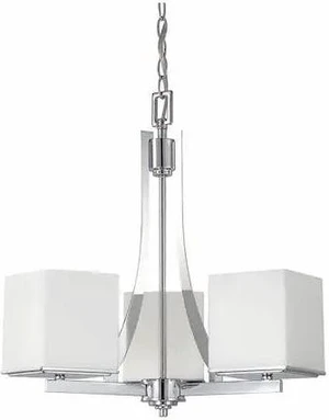 NUVO 60-4085 Bento 3-Light Chandelier with Satin White Glass NUVO 60-4085 Bento 3-Light Chandelier with Satin White Glass