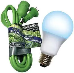 MIRACLE LED 602246 Single Socket Grow Light Cord System & LED Blue Spectrum