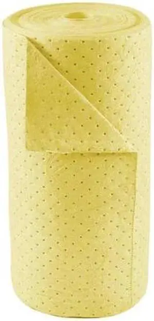 CONDOR 35ZR35 Sorbent Roll, 26 gal, 30 in x 150 ft, Harsh Chemicals, Yellow,