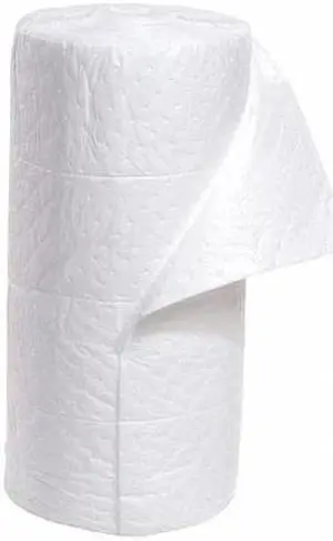 SPILLTECH WRF150M Sorbent Roll, 39 gal, 30 in x 150 ft, Oil, White,