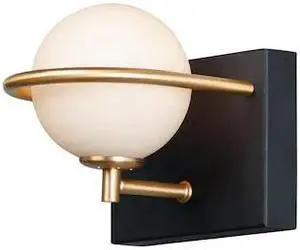 MAXIM 21601SWBKGLD Revolve 1-Light " Wide Black / Gold Vanity Light