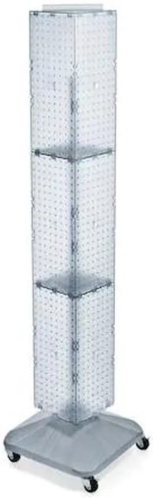 AZAR DISPLAYS 703390-CLR 4-Sided Peg Floor Spinner Rack w/ Wheels. Clear Frost