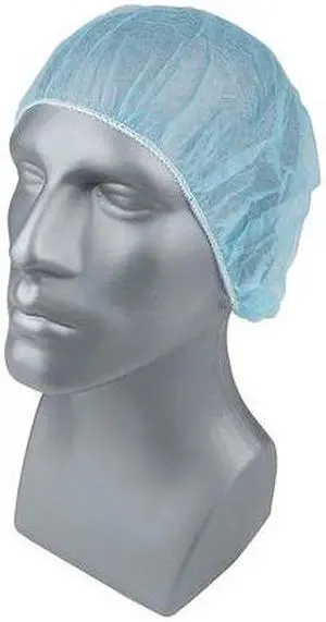 CONDOR 23KX12 Bouffant Cap, Polypropylene, 21 in Dia., Blue, M, 1000 PK