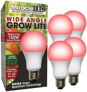 MIRACLE LED 602146 LightBulb,RedSpcWideAngleMltPt,11W,PK4